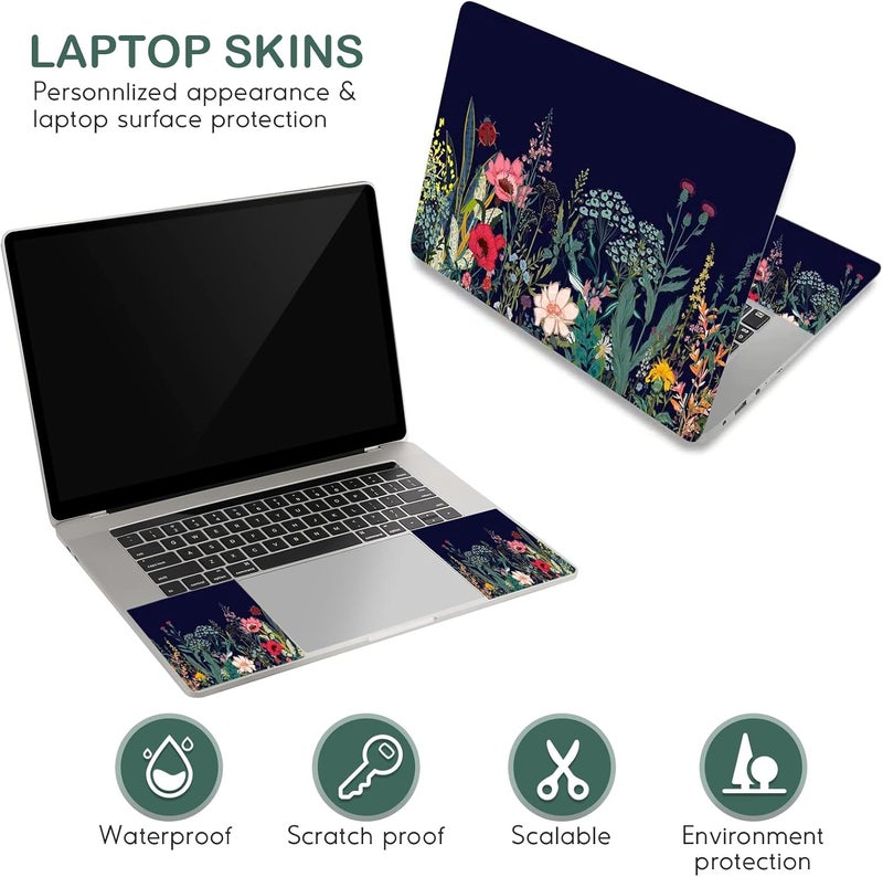 DINKY Laptop Skin Sticker Decal, 12" 13" 13.3" 14" 15" 15.4" 15.6 inch Laptop Universal Reusable Vinyl Skin Stickers Cover Art Decal Notebook PC Personalized Protector-Colorful Flor - Image 3